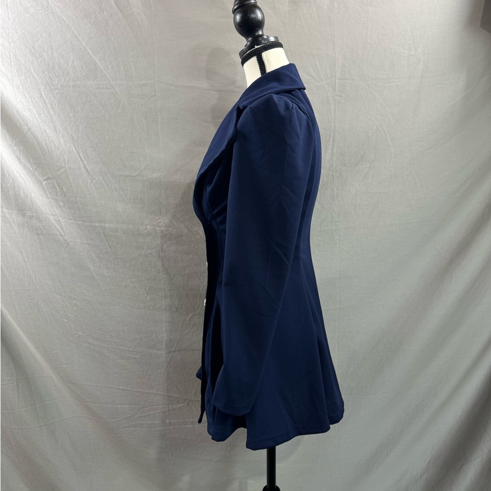 Notch Collar Double Breasted Blazer Dress Navy Blue - Picture 7 of 8